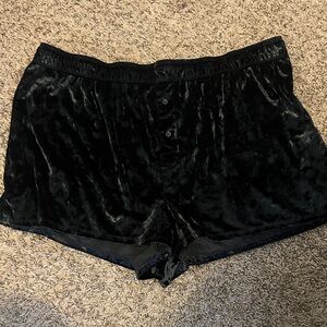 PINK Victoria's Secret Black Velvet Pajama Shorts